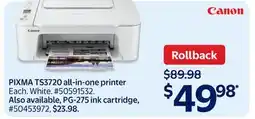Walmart Pixma Ts3720 All In One Printer offer