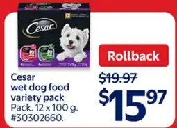 Walmart Cesar wet dog food variety pack offer