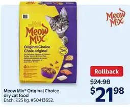 Walmart Meow Mix Original Choice dry cat food offer