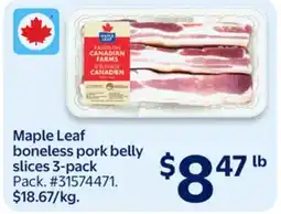 Walmart Maple Leaf boneless pork belly slices 3-pack offer
