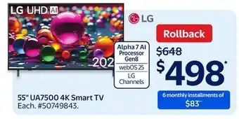 Walmart 55 UA7500 4K Smart TV offer