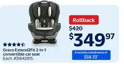 Walmart Graco Extend2Fit 2-in-1 convertible car seat offer