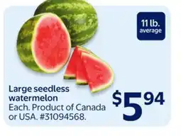 Walmart Large Seedless Watermelon offer