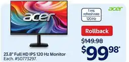 Walmart 23.8 Full HD IPS 120 Hz Monitor offer