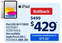 Walmart iPad (A16) Wi-Fi 128GB offer