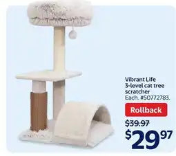 Walmart Vibrant Life 3-level cat tree scratcher offer