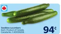 Walmart Seedless cucumbers offer