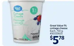 Walmart Great Value 1% cottage cheese offer