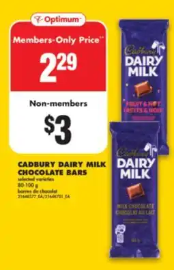 No Frills CADBURY DAIRY MILK CHOCOLATE BARS, 80-100 g offer