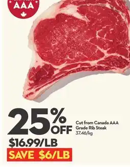 Longo's Cut from Canada AAA Grade Rib Steak offer