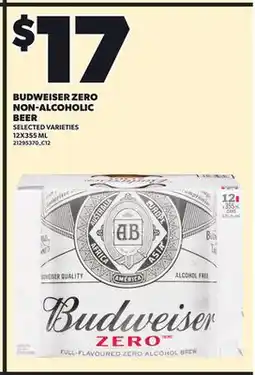Loblaws BUDWEISER ZERO NON-ALCOHOLIC BEER, 12X355 ML offer