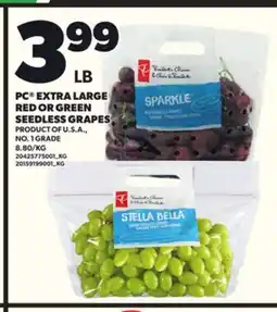 Loblaws PC EXTRA LARGE RED OR GREEN SEEDLESS GRAPES offer
