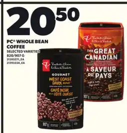 Loblaws PC WHOLE BEAN COFFEE, 820/907 G offer