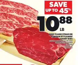 Loblaws BEEF FLANK STEAK OR KOREAN STYLE BEEF SHORT RIBS offer