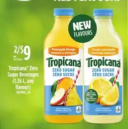 Loblaws TROPICANA ZERO SUGAR BEVERAGES, 1.36 L offer