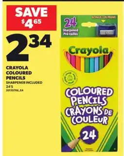 Loblaws CRAYOLA COLOURED PENCILS, 24'S offer