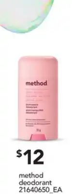 Loblaws METHOD DEODORANT offer