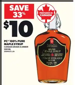 Loblaws PC 100% PURE MAPLE SYRUP, 500 ML offer