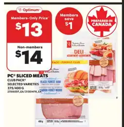 Loblaws PC SLICED MEATS, 375/400 G offer