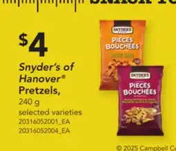 Loblaws SNYDER'S OF HANOVER PRETZELS, 240 G offer
