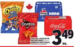 Metro COCA-COLA, CANADA DRY OR PEPSI SOFT DRINKS 6 X 222 ML OR DORITOS OR CHEETOS SNACKS offer