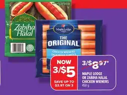 Metro MAPLE LODGE OR ZABIHA HALAL CHICKEN WIENERS offer