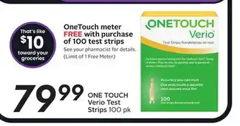 Sobeys ONE TOUCH Verio Test Strips offer