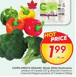 Sobeys COMPLIMENTS ORGANIC Whole White Mushrooms offer