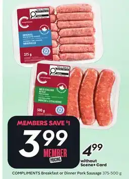 Sobeys COMPLIMENTS Breakfast or Dinner Pork Sausage offer