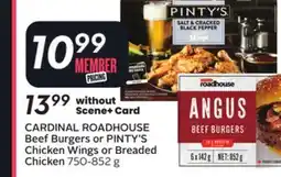 Sobeys CARDINAL ROADHOUSE Beef Burgers or PINTY'S Chicken Wings or Breaded Chicken offer