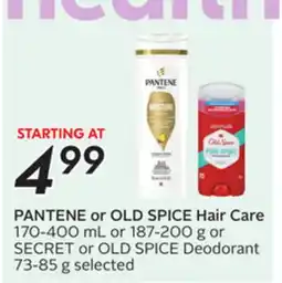 Sobeys PANTENE or OLD SPICE Hair Care offer