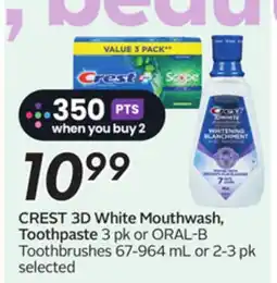 Sobeys CREST 3D White Mouthwash, Toothpaste offer