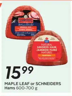 Sobeys MAPLE LEAF or SCHNEIDERS Hams offer