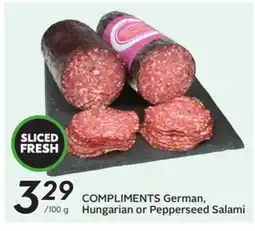 Sobeys COMPLIMENTS German, Hungarian or Pepperseed Salami offer