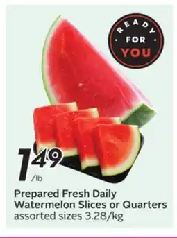 Sobeys Prepared Fresh Daily Watermelon Slices or Quarters offer