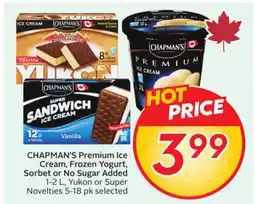 Sobeys CHAPMAN'S Premium Ice Cream, Frozen Yogurt, Sorbet or No Sugar offer