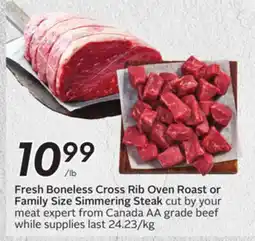 Sobeys Fresh Boneless Cross Rib Oven Roast or Family Simmering offer