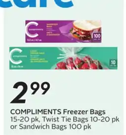 Sobeys COMPLIMENTS Freezer Bags offer