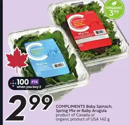 Sobeys COMPLIMENTS Baby Spinach, Spring Mix or Baby Arugula offer