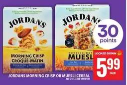 Food Basics JORDANS MORNING CRISP OR MUESLI CEREAL offer