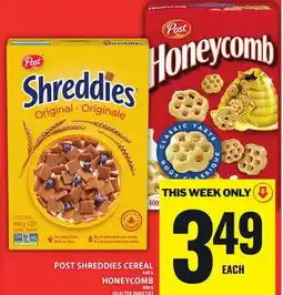 Food Basics POST SHREDDIES CEREAL OR HONEYCOMB offer