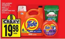 Food Basics TIDE LAUNDRY DETERGENT OR PODS, CASCADE DISHWASHER TABS offer