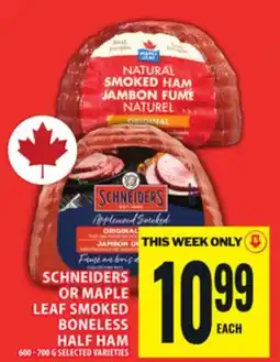 Food Basics SCHNEIDERS OR MAPLE LEAF SMOKED BONELESS HALF HAM offer