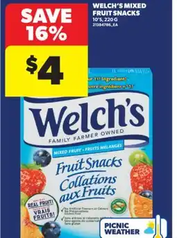 Real Canadian Superstore WELCH'S MIXED FRUIT SNACKS 10'S, 220 G offer