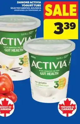 Real Canadian Superstore DANONE ACTIVIA YOGURT TUBS, 625/650 G offer