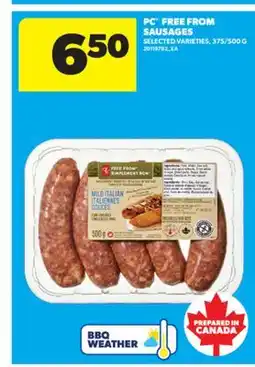 Real Canadian Superstore PC FREE FROM SAUSAGES, 375/500 G offer