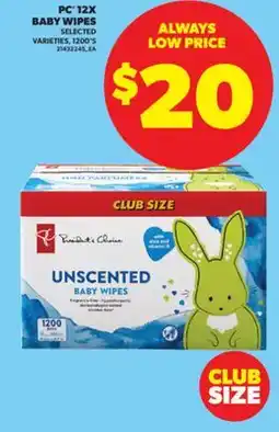 Real Canadian Superstore PC 12X BABY WIPES, 1200' S offer
