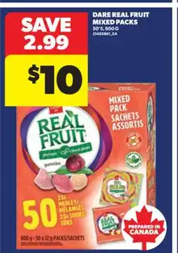 Real Canadian Superstore DARE REAL FRUIT MIXED PACKS, 50'S, G, 600 g offer