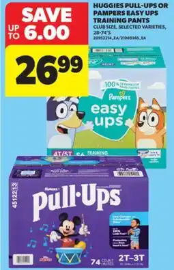 Real Canadian Superstore HUGGIES PULL-UPS OR PAMPERS EASY UPS TRAINING PANTS, 28-74'S offer