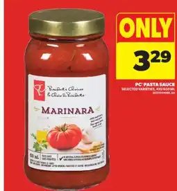 Real Canadian Superstore PC PASTA SAUCE, 410/650 ML offer